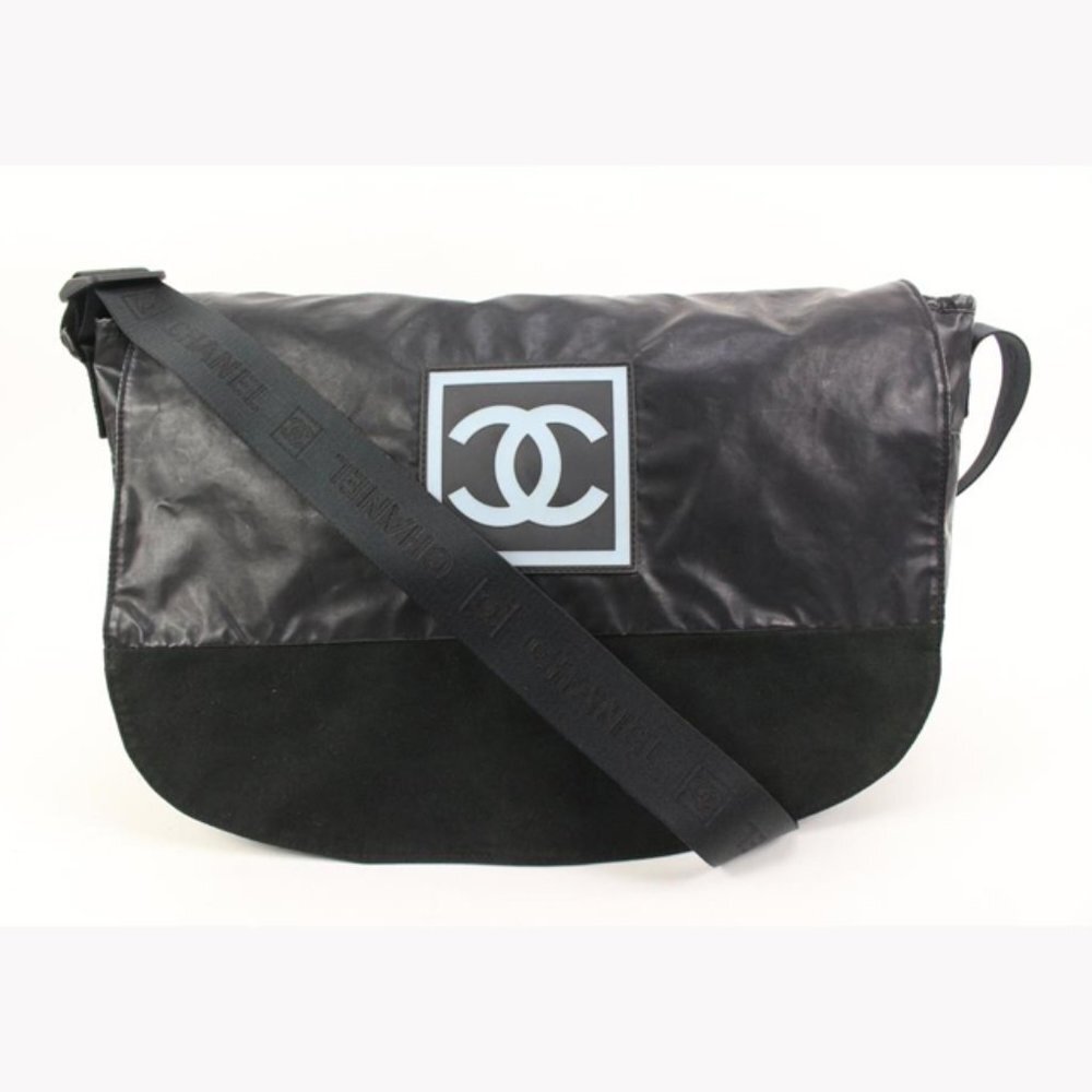 Chanel XL Black Sports Logo CC Messenger Crossbody Bag 71ck315s